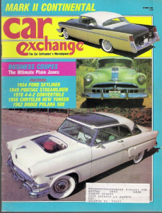 CAR EXCHANGE 1986 OCT - '62 POLARA 500, '70 442